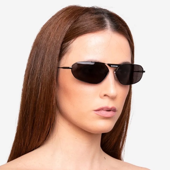 NEW BALENCIAGA OVAL METAL SUNGLASSES BALENCIAGA BB0245S 001 BLACK EYEWEAR - Picture 2 of 7
